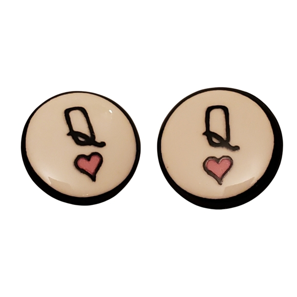 Jewelry - Queen of Hearts Earrings Enamel stud earrings Round Artisan Handmade